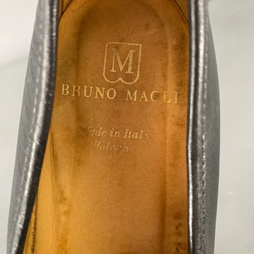 BRUNO MAGLI Size 10 Black Gold Leather Loafers - Picture 9 of 9